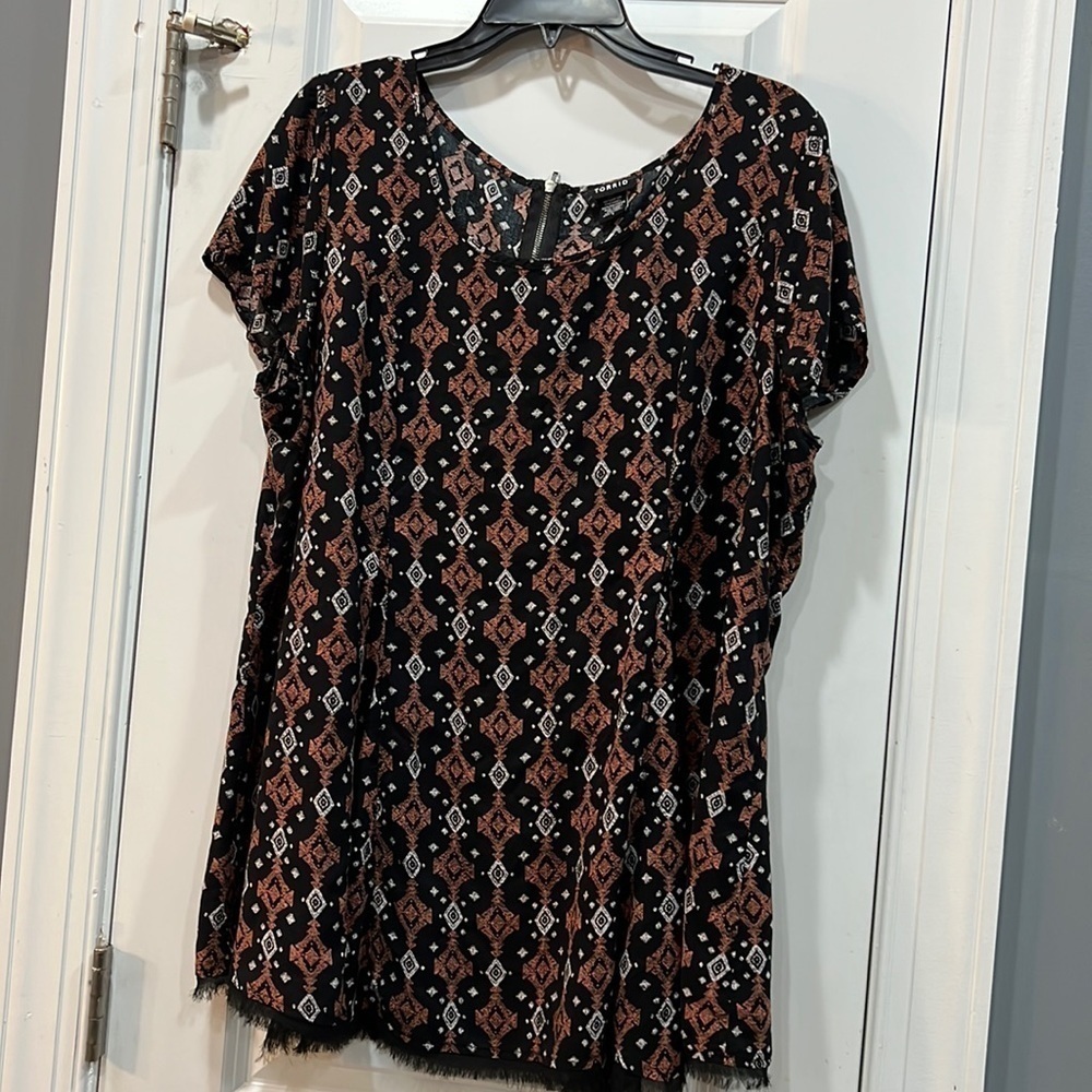 TORRID Shirt Plus Size 1 ALL Over Print Rayon Lightweight Boho Womens